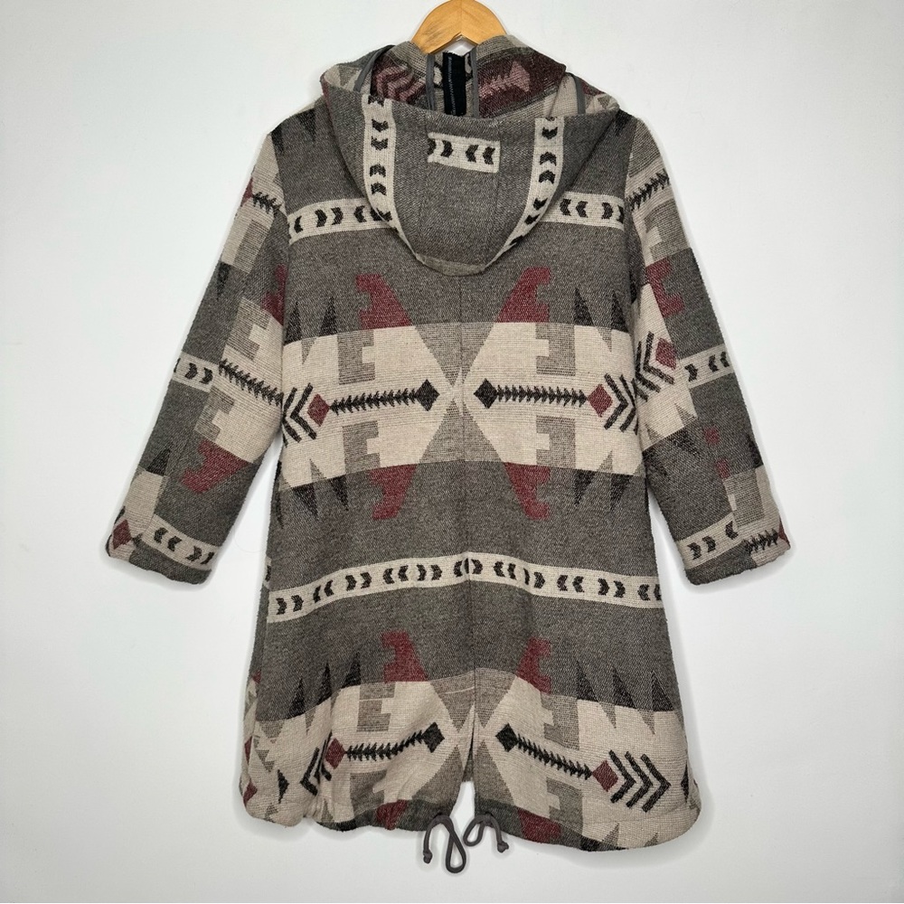 BB Dakota Grey Aztec Coat Jacket Womens Size XS *MISSING FUR TRIM FOR HOOD* - Picture 2 of 10